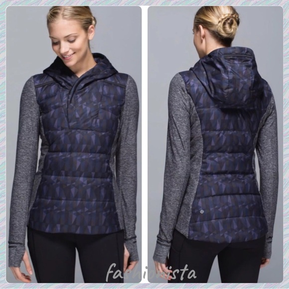 lululemon athletica Jackets & Blazers - Lululemon Fluff Off Pullover Nightfall Black Goose Down Sz 6